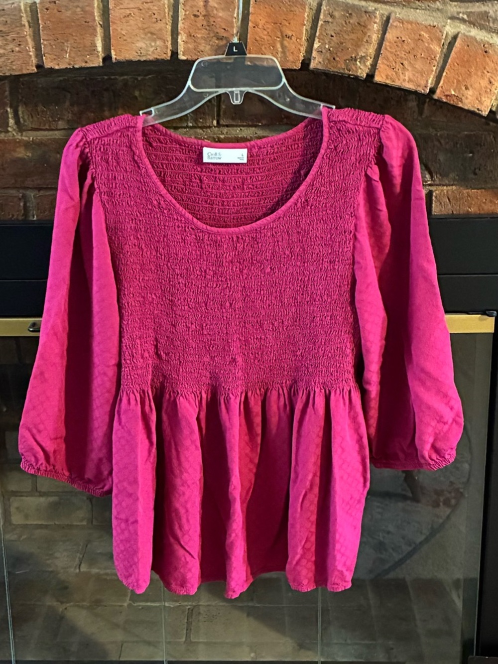 croft & barrow Fuchsia Smocked Peasant Tunic